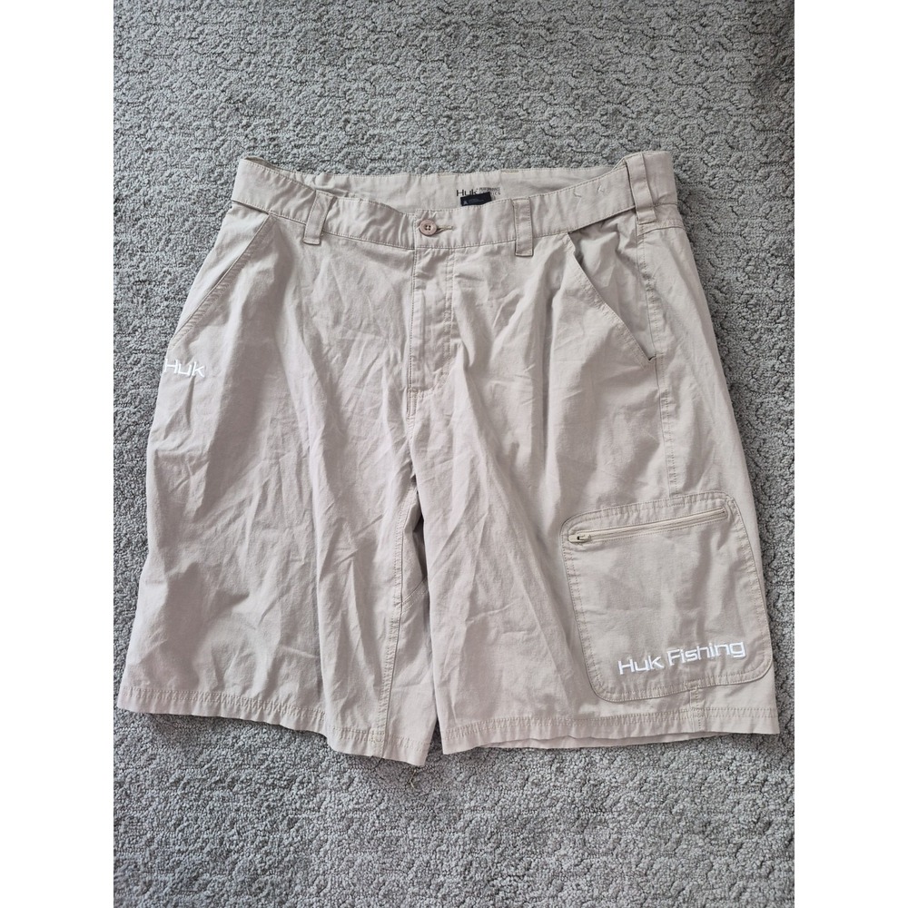 Huk Performance‎ Fabric Shorts Fishing Cargo Tan Khaki Mens X-Large